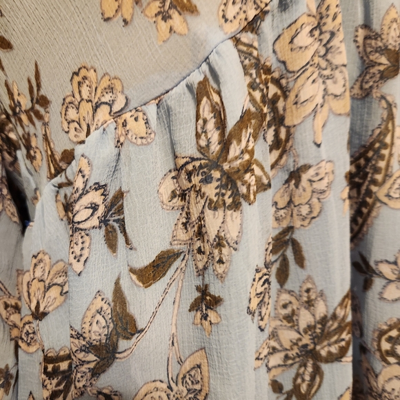 American Eagle Outfitters Blue and Brown Floral Blouse - Picture 3 of 5